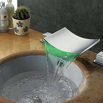 Cascada Deck Mounted Water Power LED Bathroom Sink Faucet (Chrome Finish) - £302.94 GBP