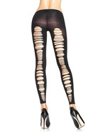 Spandex shredded back opaque footless tights OS BLACK - £19.65 GBP