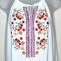 APRIL SKY floral embroidered tassel tie flowy lightweight boho tank size... - $19.35