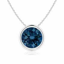 ANGARA 8mm Natural London Blue Topaz Solitaire Pendant Necklace in Silver - £133.03 GBP+