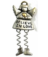 Vintage Believe In Love Silver Angel Pin Brooch Dangly Spring Legs - €3,89 EUR