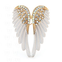 Rhinestone White Angel Wings Brooch for Women Wedding Party Office Attire Gift  - $12.95