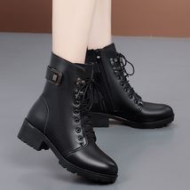Snow Boots Thick Heel Velvet Martn Boots Women&#39;s Non-slip Short Boots Soft Leath - £44.37 GBP