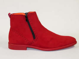 Men TAYNO Chelsea Chukka Soft Micro Suede Zip up Boot Coupe S Red image 7