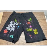 Never Broke Again Black Splatter Paint Sweat Shorts Men&#39;s Large Hip Hop ... - $455.92 MXN