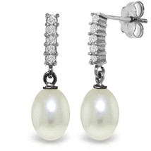 Galaxy Gold GG 14k White Gold Diamond-Pearl Dangle Earrings - $434.90