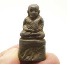 lp Ngern on elephant Thai mini metal Buddha amulet bless for wealth lucky money  - £35.22 GBP