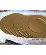 Set of 8 Gold Charger Plates with Beaded Rims, 13 in. - $40.00