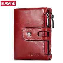 KAVIS Dark Red Leather Women Wallet Female Coin Purse Small Walet Portomonee Lad - £22.45 GBP