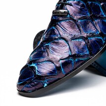 Marco Di Milano Genuine Pirarucu Exotic Lace-Up Shoes Olivieri Royal Blue image 5