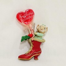 Merry Christmas Sister Mouse Shoe Boot Heart Enesco Christmas Ornament 3&quot; 1992 - £22.59 GBP
