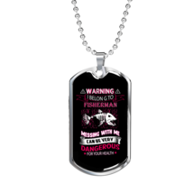 Funny Fishing Necklace Stainless Steel or 18k Gold Dog Tag 24&quot; Chain - £37.06 GBP+