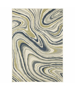 8&#39; X 10&#39; Ivory Blue And Beige Abstract Power Loom Stain Resistant Area Rug - €520,68 EUR