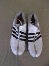 ADIDAS WHITE BLACK SILVER TRACK RUNNING CLEATS SHOES SNEAKERS MEN'S sz11... - $17.27
