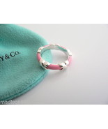 Tiffany &amp; Co Silver Pink Enamel Signature X Stacking Ring Band Sz 6.25 G... - £392.97 GBP