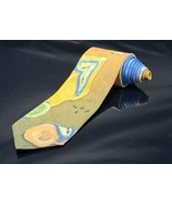 RALPH MARLIN &quot;TIME WARP&quot; tie Blue Tan Clock Ants Design - $262.29 MXN