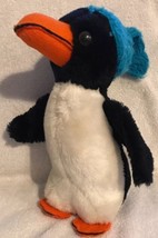 Vintage Dakin 1977 Penguin Plush Animal With Knit Blue Toboggan Cap Korea Made - $14.99