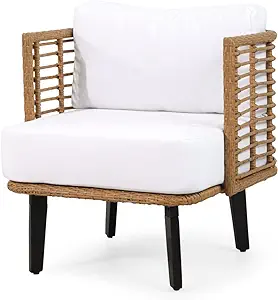 Christopher Knight Home 315002 Nic Outdoor Club Chair, White + Light Bro... - $321.99