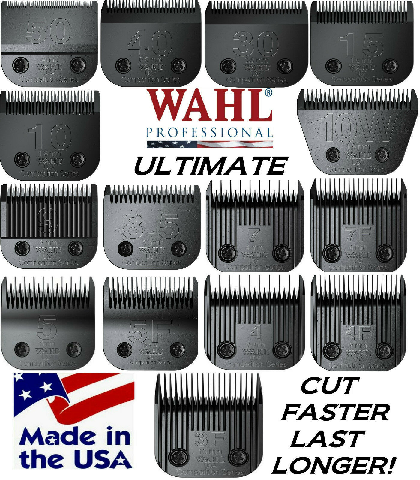 WAHL ULTIMATE COMPETITION Pet Grooming BLADE*15 SIZES*Fit Oster A5 A6 Clippers