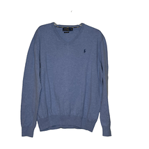 Polo Ralph Lauren V-Neck Sweater Size Large Light Blue Pima Cotton Pullo... - $19.34