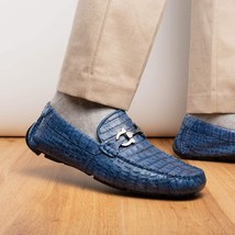 Parma Genuine Caiman Belly Slip On Loafers Blue Jeans image 11