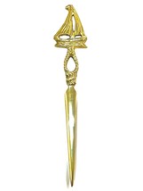 Brass Sailing Ship Sail Boat Letter Opener Desk Accessory 9 1/2” Inches - $24.49
