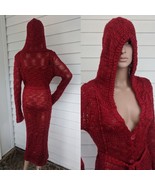 Red Maxi Cardigan S Long Dance in Paris Acrylic Wool - €41,69 EUR
