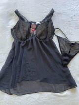 Lane Bryant Cacique Black Sheer Lace Babydoll Panty Set Plus Size 44DDD NWT - £31.15 GBP