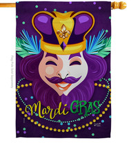 King Of Mardi Gras House Flag 28 X40 Double-Sided Banner - £29.71 GBP