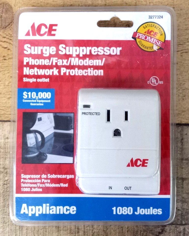 Sealed Ace Surge Suppressor Phone Fax Modem Network Protection 1080 Joules - $7.49