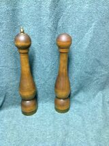 Vintage Large Wooden Salt Shaker &amp; Pepper Mill Grinder Kitchenware Table... - $34.65