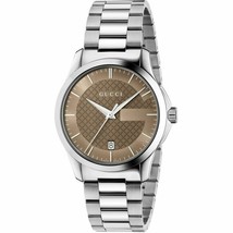 Gucci Timeless Brown Dial Stainless Steel Unisex Watch YA126445 - £410.86 GBP