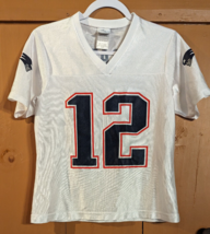 Vintage Tom Brady #12 New England Patriots NFL White Short Sleeve Jersey Women S - £22.82 GBP