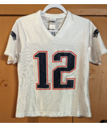 Vintage Tom Brady #12 New England Patriots NFL White Short Sleeve Jersey... - £22.74 GBP