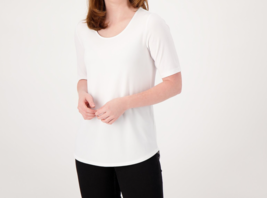 Susan Graver Modern Essentials Liquid Knit Tunic- White, Petite Large (A567178) - £18.36 GBP