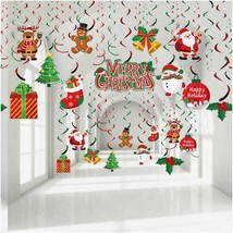 Snowy Swirls Holiday Hanging Decorations - 30 Pcs Set for Indoor/Outdoor Party S - £21.92 GBP