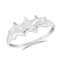 Celestial Midnight Triple Little Stars Sterling Silver Ring - 8 - £9.32 GBP