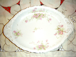 Antique Bassett Limoges Austria Serving Platter 5789 15.25 ”x10.5” Pink Floral - £10.75 GBP