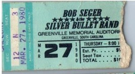 Bob Seger Silber Kugel Band Ticket Stumpf März 27 1980 Greenville South Carolina - £41.82 GBP