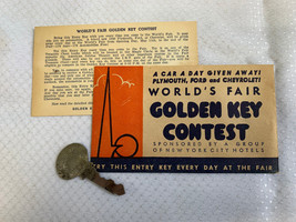 1940 New York World&#39;s Fair Golden Contest Key, Envelope, &amp; Instructions Car Win - £23.94 GBP