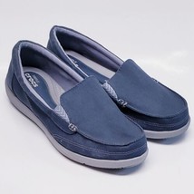 Crocs Women’s Triple Comfort Canvas Walu Blue/Grey Loafers Size 11 - $21.67