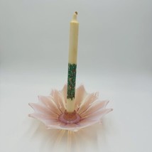 Fostoria Glass Candle Holder Pink Opalescent Heirloom Vintage Decor - £58.12 GBP