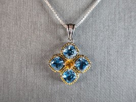 Womens Vintage Estate Sterling Silver 4 Leaf Clover Necklace Pendant 8.2g E7599 - £58.66 GBP