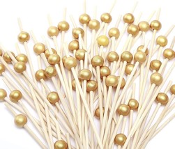Gold / SILVER Cocktail Picks, Bamboo Appetizer Toothpicks (4.7 Inches, 100 Pack) - £7.78 GBP