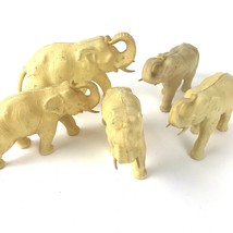 Lot of 5 Vintage Hard Plastic Elephant Figurines Japan Fleur De Lis Celluloid - £46.42 GBP