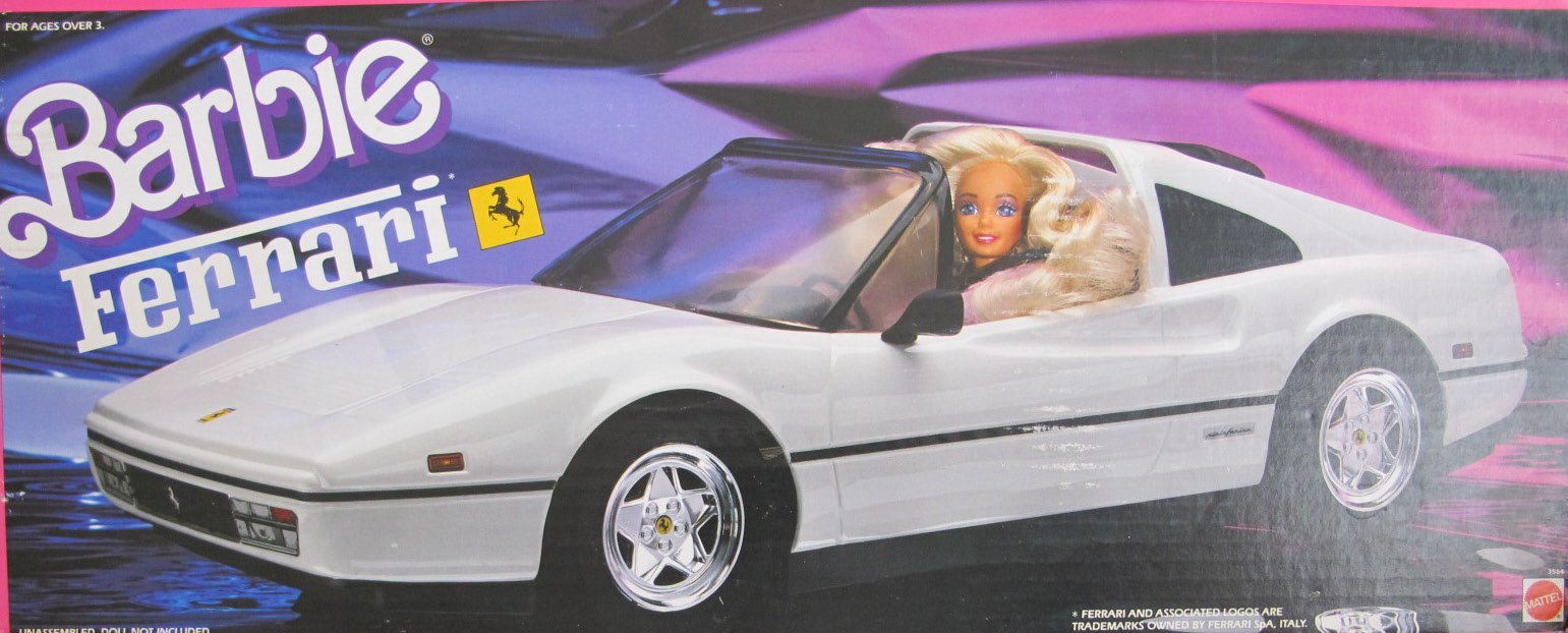 Barbie FERRARI Vehicle - White &quot;Fastback&quot; Style CAR (1988 Mattel Hawthorne) - $323.33