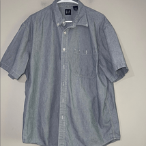 GAP Blue Casual Button Down Striped Shirt Relaxed Fit - $9.80