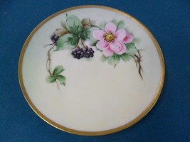 Thomas Sevres Bavaria collector plate pink flowers, gold rim,  7 1/2&quot; diam[a1L] - £43.52 GBP