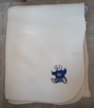 Ralph Lauren Teddy Bear Cream Throw Blanket USA 50 x 60 Vintage Q - $28.65