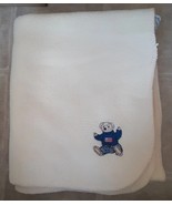 Ralph Lauren Teddy Bear Cream Throw Blanket USA 50 x 60 Vintage Q - $527.37 MXN